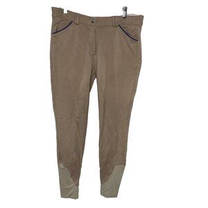 HR Farm Breeches Size 34 Tan Full Seat Silicone Grip Equestrian Riding Pants